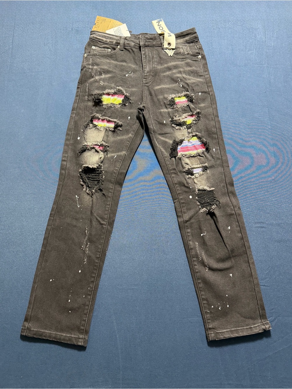 Cotton Blend Denim Size 30 NWT Watson Distressed Rhinestone Jeans